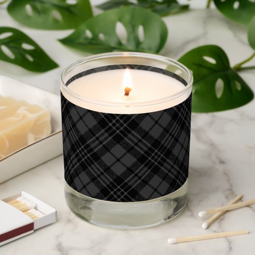 Christmas Black White tartan plaid winter pattern Scented Candle