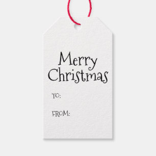 Christmas black white to from blank cute gift tags