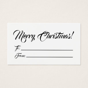 Christmas black white to from blank script cards