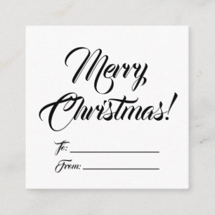 Christmas black white to from blank script elegant enclosure card