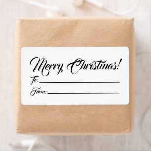 Christmas black white to from blank script elegant label