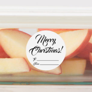 Christmas black white to from blank script elegant labels