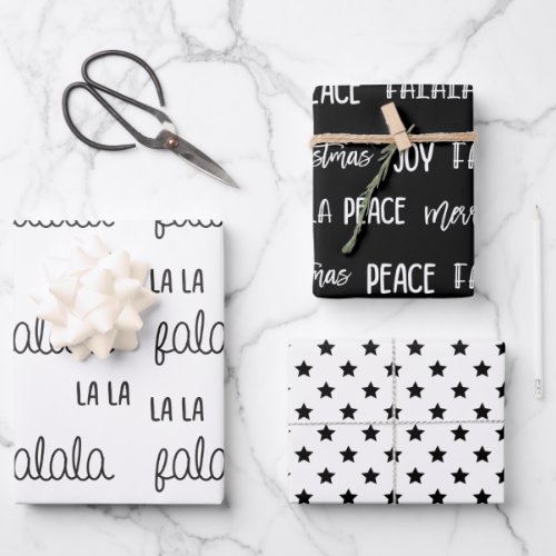 Christmas Black  White Wrapping Paper