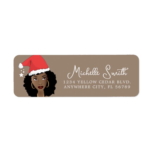 Christmas, Black Woman, Natural Hair Beauty, Brown Label (Front)