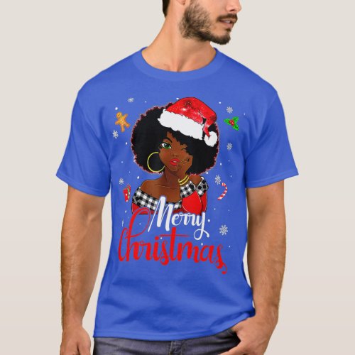 Christmas Black Women African American Santa Hat P T_Shirt