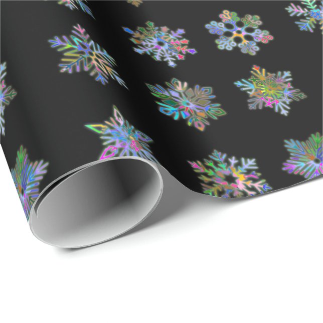 Christmas black wrapping paper snowflakes pattern (Roll Corner)