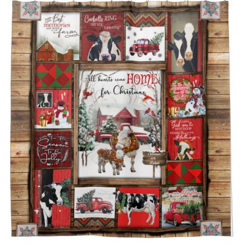 Christmas Blanket All Heart Come Home Funny Cow Shower Curtain