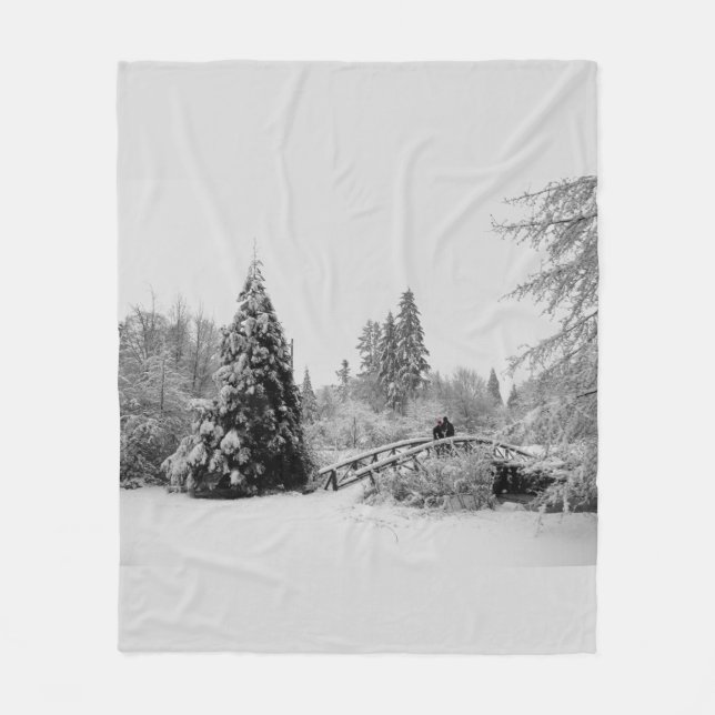 Christmas Blanket Snow Covered Trees Blanket (Front)