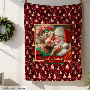 Christmas Blanket Throw Vintage Mr & Mrs Claus Gif