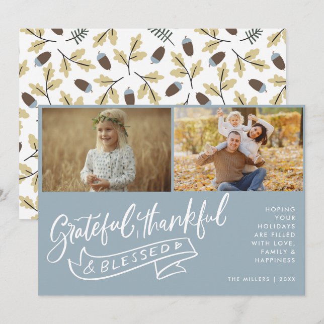 Christmas Blessed Family Photo Modern (Front/Back)