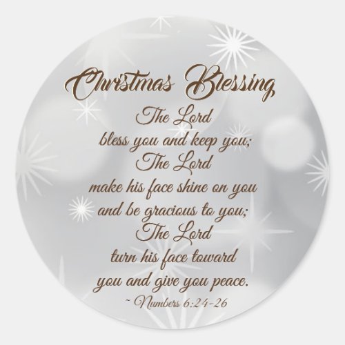 Christmas Blessing Bible Verse Numbers 624_26 Classic Round Sticker