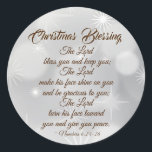 Christmas Blessing Bible Verse Numbers 6:24-26 Classic Round Sticker<br><div class="desc">Beautiful Christmas Blessing sticker depicts an abstract silver background and features Bible Verse Numbers 6:24-26,  "The LORD bless you and keep you; The LORD make his face shine on you and be gracious to you; The LORD turn his face toward you and give you peace." *</div>
