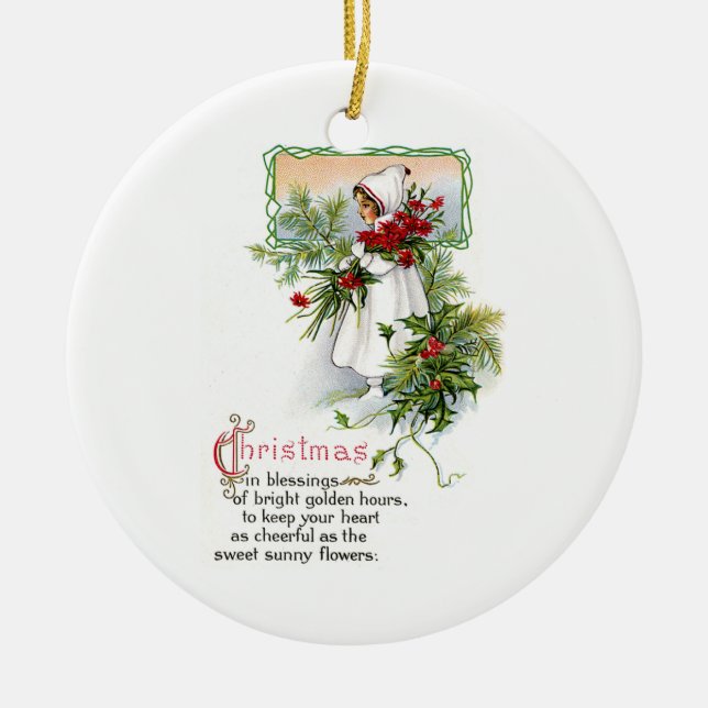 Christmas Blessing Ceramic Ornament (Front)