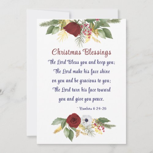 Christmas Blessing Lord Bless You Bible Verse Flat Holiday Card