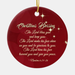 Christmas Blessing Lord Bless You Numbers 6:24-26 Ceramic Ornament