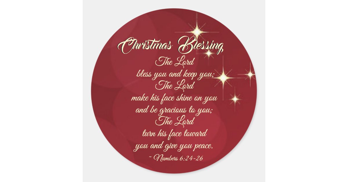 Christmas Blessing Lord Bless You Numbers 6:24-26 Classic Round Sticker ...