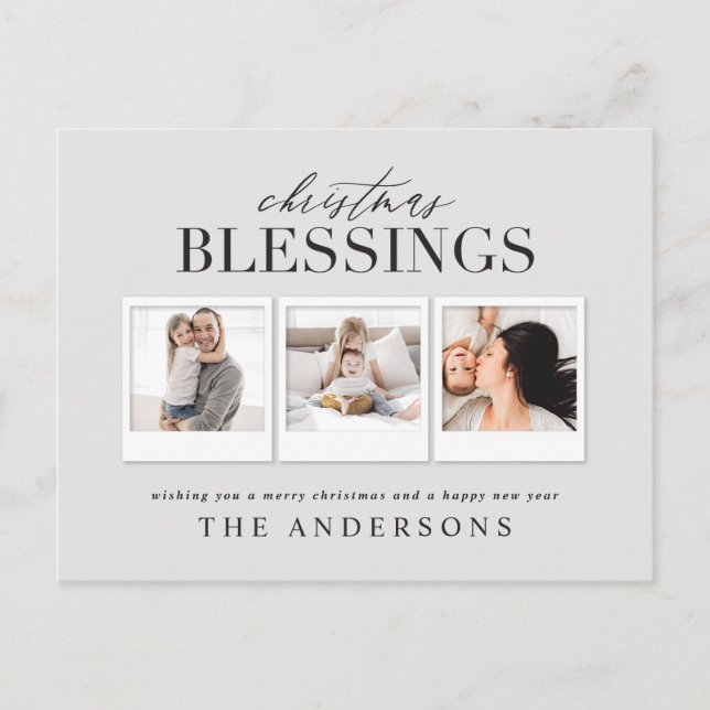 Christmas blessing multi photo holiday  postcard (Front)