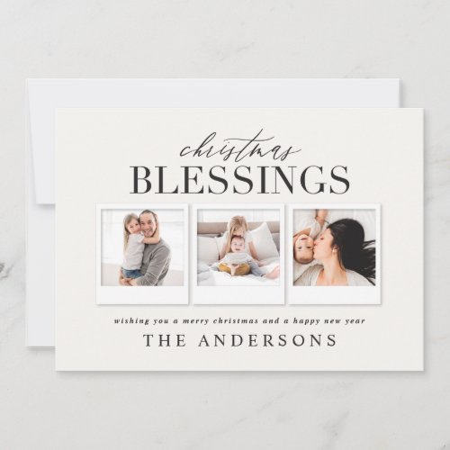 Christmas blessing multi photo plaid holiday card