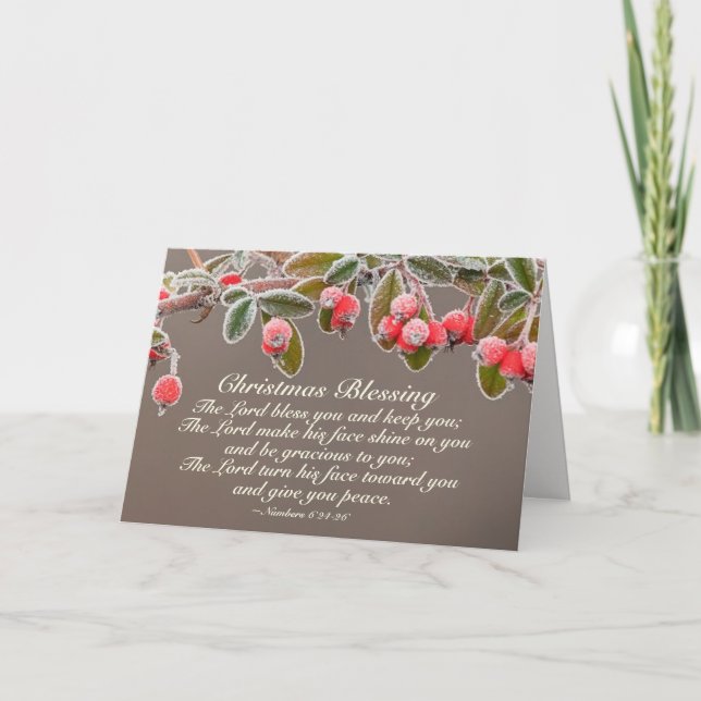 Christmas Blessing Numbers 6:24 The Lord Bless You Holiday Card (Front)