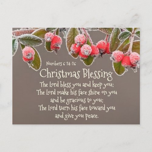 Christmas Blessing Numbers 624 The Lord Bless You Postcard