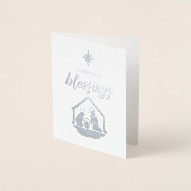 Christmas Blessing Religious Nativity Foil Card (Front)