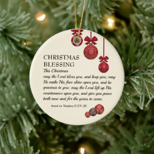 Christmas Blessing THE LORD BLESS YOU Festive Ceramic Ornament
