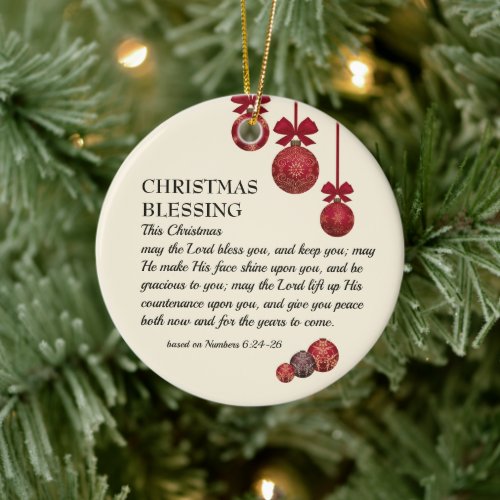 Christmas Blessing  THE LORD BLESS YOU  Festive Ceramic Ornament