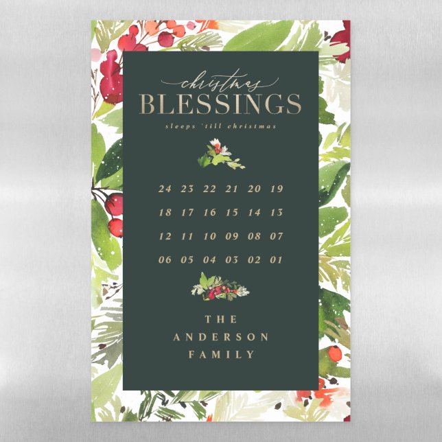 Christmas blessings advent calendar gold magnetic dry erase sheet (Vertical)