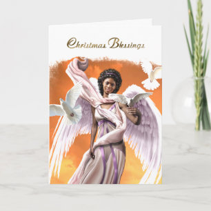 Christmas Blessings. African American Angel Holiday Card