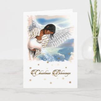 Christmas Blessings. African American Angel Holiday Card