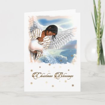Christmas Blessings. African American Angel Holiday Card by marazdesign at Zazzle