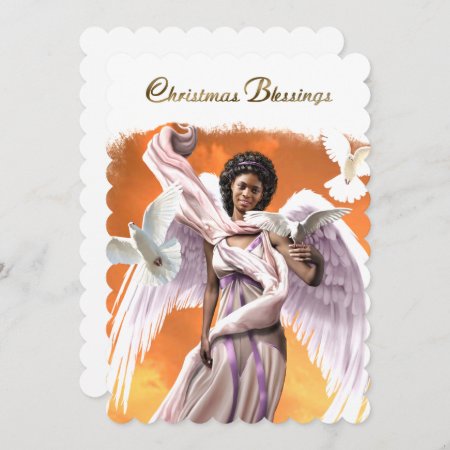 Christmas Blessings. African American Angel  Holiday Card
