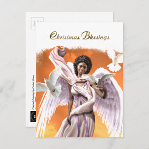 Christmas Blessings African American Angel Holiday Postcard