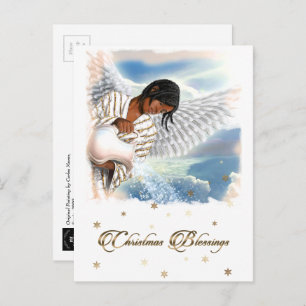 Christmas Blessings African American Angel Holiday Postcard