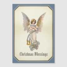 Christmas Blessings Angel Blue Gold Magnetic Card
