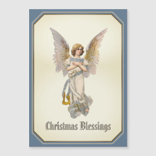 Christmas Blessings Angel Blue Gold Magnetic Card
