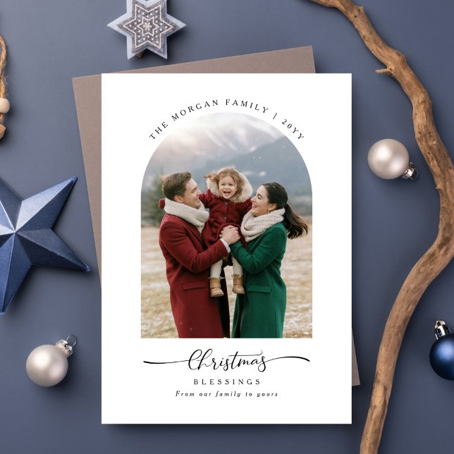 Christmas Blessings Arch Family Photo Holiday Card (Creator Uploaded)