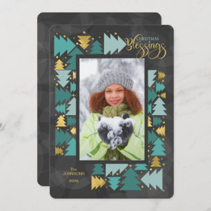 Christmas Blessings Christian Charcoal Photo Holiday Card