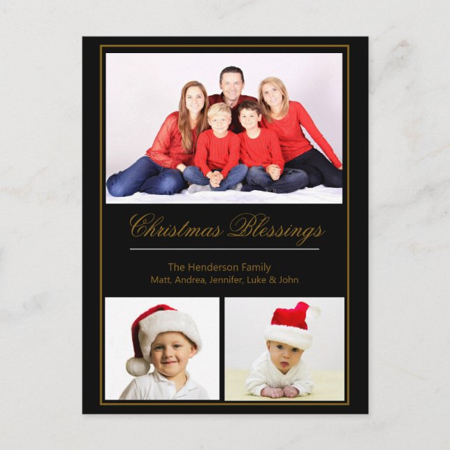 Christmas Blessings Custom Family Photo Postcard (Front)