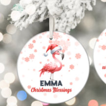 Christmas Blessings cute Flamingo Ornament