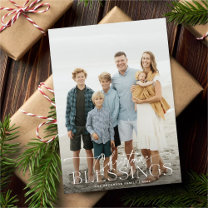 Christmas Blessings Elegant Holiday Photo Card
