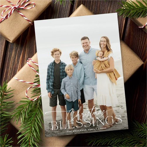 Christmas Blessings Elegant Holiday Photo Card