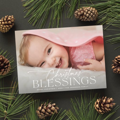 Christmas Blessings Elegant Holiday Photo Card