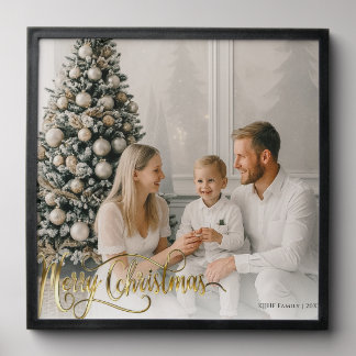 Christmas Blessings Elegant Holiday Photo Card Peel And Stick Photo Tile