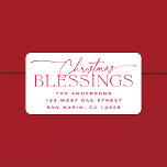 Christmas Blessings Elegant Holiday Return Address Label<br><div class="desc">This elegant yet modern holiday return address label features red calligraphy script over a white background. The greeting says "Christmas Blessings". All colors of this design are customizable. See the collection for alternate greetings and coordinating items.</div>