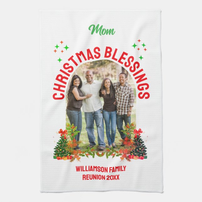 CHRISTMAS BLESSINGS Family Reunion Souvenir Kitchen Towel (Vertical)