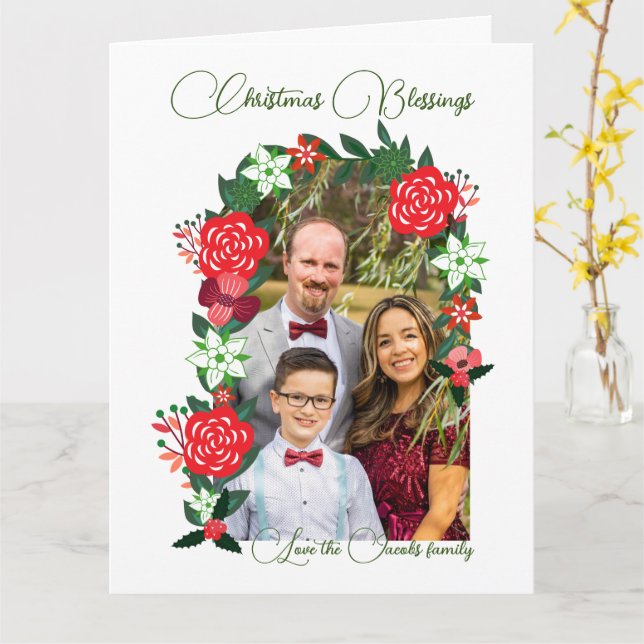 Christmas Blessings Floral Card (Yellow Flower)