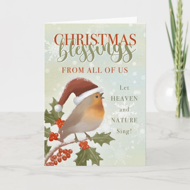 Christmas Blessings From All of Us Card (Front)