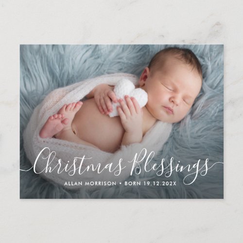  CHRISTMAS BLESSINGS holiday birth announcement  Postcard