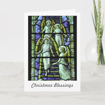 Christmas Blessings Holiday Card With Angels by natureprints at Zazzle